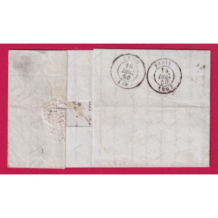N°4 GRILLE + CAD TYPE 13 LILLE NORD 1850 POUR LYON RHONE LETTRE