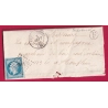 N°14 PC 2491 PONT AUDEMER EURE BOITE RURALE F BOURNEVILLE POUR HONFLEUR CALVADOS 1858 LETTRE