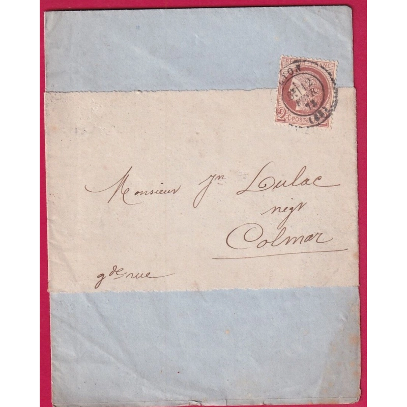 N°51 CAD LYON RHONE SUR IMPRIME ETRANGERS COLMAR HAUT RHIN ALSACE LORRAINE ALLEMAGNE LETTRE LETTRE