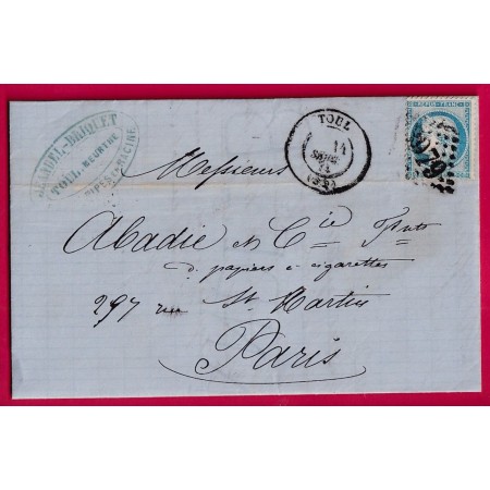 N°60 PRECOCE DU 14 SEPTEMBRE 1871 GC 3979 TOUL MEURTHE ET MOSELLE LETTRE LETTRE