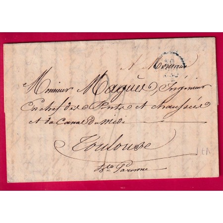 MARQUE BUREAU DU CARROUSEL PARIS 1830 AU VERSO POUR TOULOUSE HAUTE GARONNE RARE LETTRE