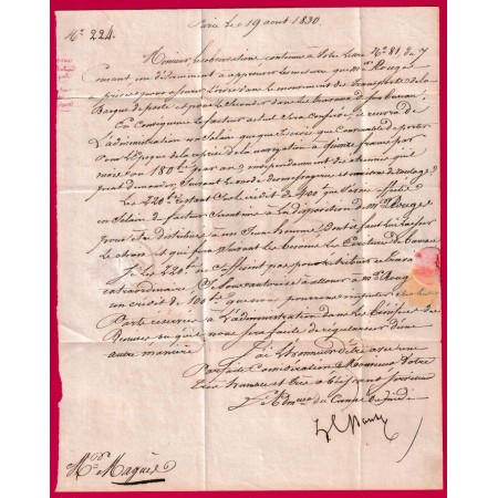 MARQUE BUREAU DU CARROUSEL PARIS 1830 AU VERSO POUR TOULOUSE HAUTE GARONNE RARE LETTRE