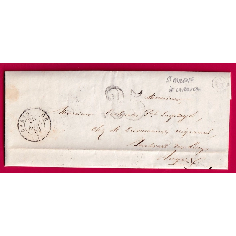 CAD TYPE 15 GRAND LUCE BOITE RURALE G ST VINCENT DE LOROUER SARTHE POUR ANGERS MAINE ET LOIRE LETTRE