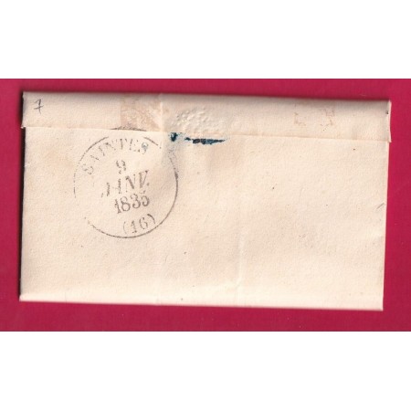 CAD TYPE 11 PONS CHARENTE DECIME RURAL DE SAUJON 1835 POUR SAINTES LETTRE