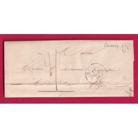 CAD TYPE 15 SAUMUR MAINE ET LOIRE 1850 BOITE RURALE N COUDRAY POUR ANGERS LETTRE