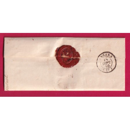 CAD TYPE 15 SAUMUR MAINE ET LOIRE 1850 BOITE RURALE N COUDRAY POUR ANGERS LETTRE