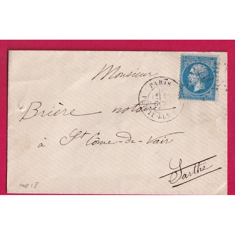N°22 PARIS ETOILE 10 PETITE RUE DU BAC AVEC TIRETS POUR ST COME DE VAIR SARTHE INDICE 18 LETTRE