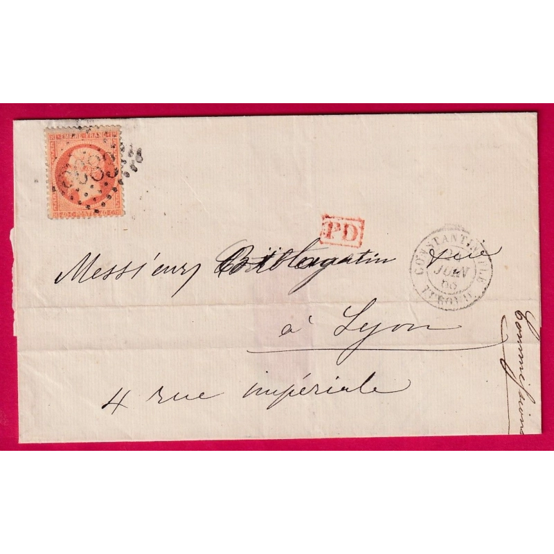 N°23 GC 5083 CONSTANTINOPLE TURQUIE BFE POUR LYON RHONE LETTRE