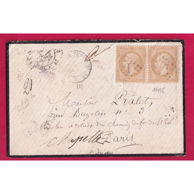 N°21 PAIRE GC 1495 LA FERTE MILON AISNE POUR PARIS LA CHAPELLE ST DENIS CACHET FACTEUR AU DOS LETTRE