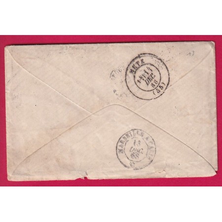 N°29 GC 5024 DELLYS ALGERIE POUR METZ MOSELLE 1868 INDICE 13 LETTRE