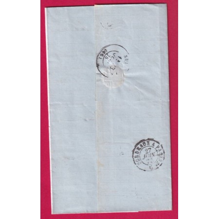 N°60 GC 1862 JARNAC CHARENTE OR DE VEILLARD POUR SURGERES CHARENTE INFERIEURE LETTRE