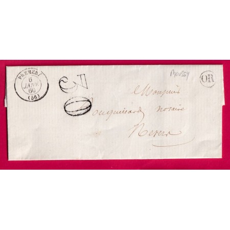 CAD TYPE 15 PREMERY NIEVRE OR DE MOUSSY 1860 POUR NEVERS LETTRE