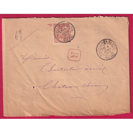 N°94 CHATILLON EN BAZOIS NIEVRE RECOMMANDE POUR CHATEAU CHINON LETTRE