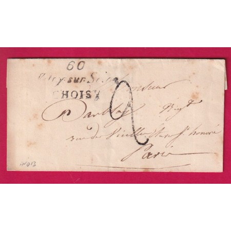 DOUBLE CURSIVE 60 VITRY SUR SEINE CHOISY INDICE 13 POUR PARIS LETTRE