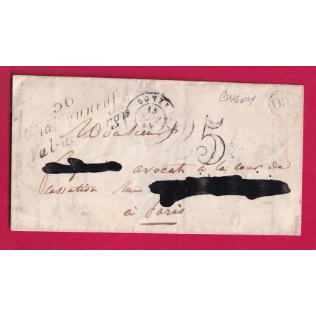 CURSIVE 56 CHATEAUNEUF VAL DU BARGIS NIEVRE OR CHASNAY POUR PARIS TYPE 15 DONZY 1851 LETTRE
