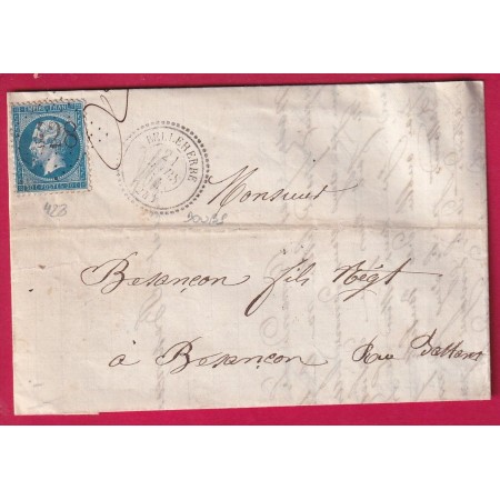 N°22 GC 428 BELLERHERBE DOUBS CAD TYPE 22 POUR BESANCON LETTRE