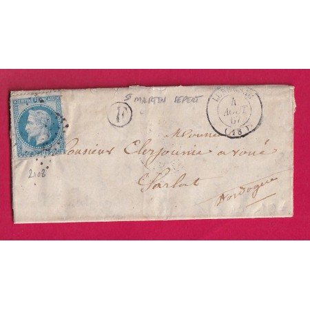 N°29 GC 2108 LUBERSAC CORREZE BOITE RURALE F ST MARTIN SEPERT POUR SARLAT DORDOGNE LETTRE