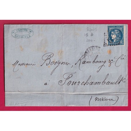 N°45A BLEU TRES FONCE TIRANT SUR BLEU NOIR GC 532 BORDEAUX POUR FOURCHAMBAULT NIEVRE LETTRE