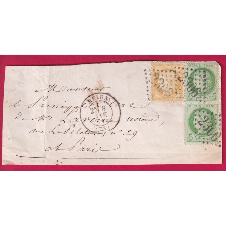 N°53 PAIRE + 59 GC 2306 MELUN SEINE ET MARNE POUR PARIS DEVANT DE LETTRE FRONT COVER LETTRE