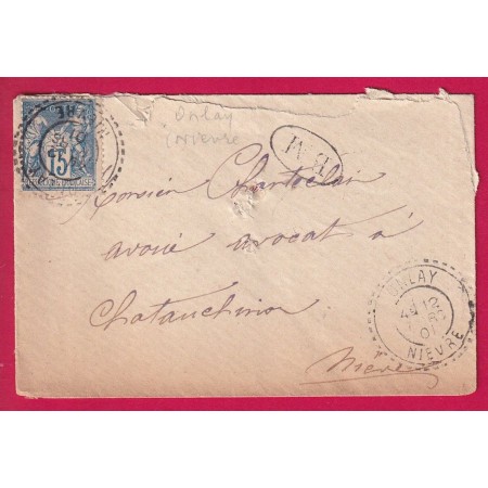 N°90 CAD FB84 ONLAY NIEVRE FACTEUR BOITIER POUR CHATEAUCHINON 1901 + BM LETTRE