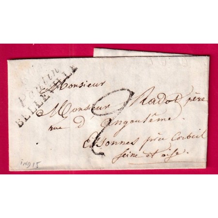 DOUBLE CURSIVE 60 PANTIN BELLEVILLE SEINE POUR ESSONES SEINE ET OISE 1839 INDICE 15 LETTRE