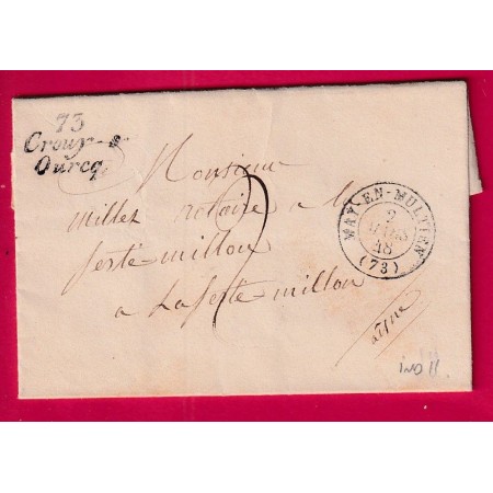 CURSIVE 73 CROUY SUR OURCQ CAD T15 MAY EN MULTIEN SEINE ET MARNE 1848 LA FERTE MILLON AISNE INDICE 11 LETTRE
