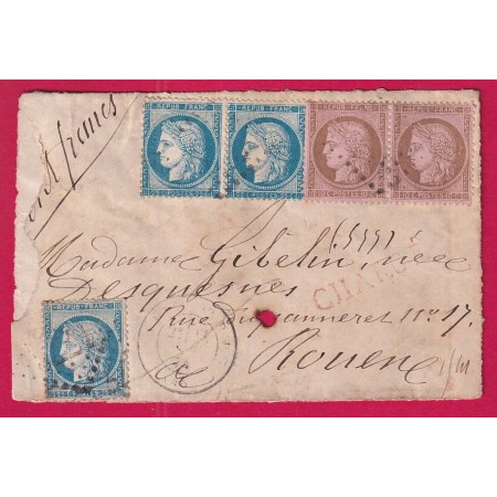 N°60 X3 + 58 PAIRE GC 1773 LA HAYE DU PUITS MANCHE SUR DEVANT DE LETTRE CHARGE POUR ROUEN LETTRE