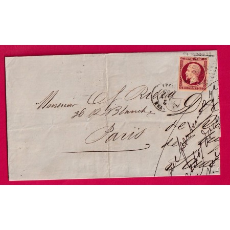 N°17B PC 1495 LE HAVRE SEINE INFERIEURE POUR PARIS 1855 LETTRE