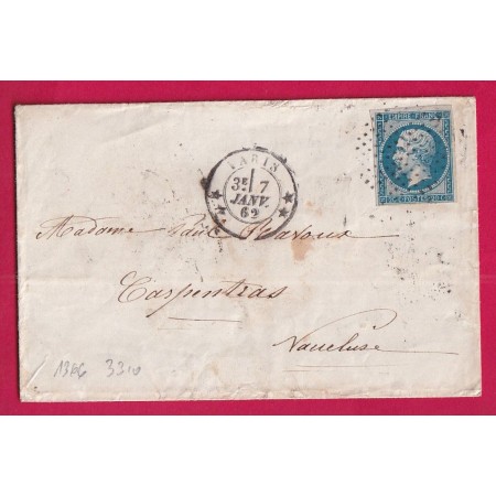 N°14 TTB CERCLE DE POINTS PARIS 1366 3310 POUR CARPENTRAS VAUCLUSE LETTRE