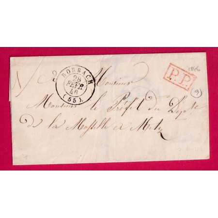 CAD TYPE 15 RORBACH MOSELLE + PP ROUGE 1846 POUR METZ LETTRE