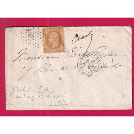 N°21 PARIS ETOILE 9 P1 R DU FAUG ST HONORE POUR PARIS LETTRE