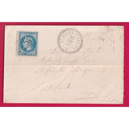 N°29 GC 4456 ST JULIEN D'EMPARE AVEYRON CAD TYPE 22 POUR VILLEFRANCHE DE ROUERGUE LETTRE