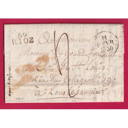 MARQUE 69 RIOZ HAUTE SAONE 1830 POUR LONS LE SAULNIER JURA INDICE 11 LETTRE