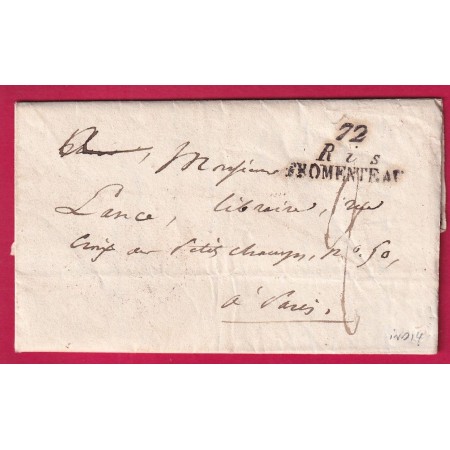 DOUBLE CURSIVE 72 RIS FROMENTEAU SEINE ET OISE 1827 POUR PARIS INDICE 14 LETTRE