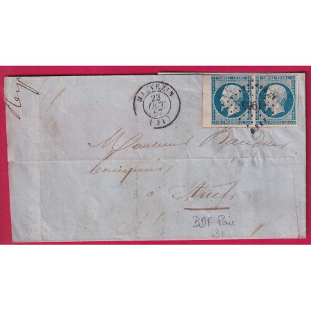 N°14 PAIRE BDF PC 1935 MAUVEZIN GERS POUR AUCH LETTRE