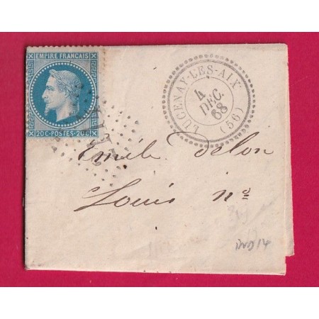 N°29 GC 2114 LUCENAY LES BAINS NIEVRE CAD TYPE 22 INDICE 14 POUR MOULINS FRAGMENT DE LETTRE