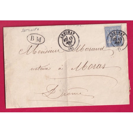 N°78 CAD TYPE 18 ANNONAY ARDECHE BM DE SATILIEU POUR MORAS LETTRE