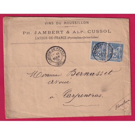 N°79 CAD LA TOUR DE FRANCE PYRENEES ORIENTALES POUR CARPENTRAS LETTRE