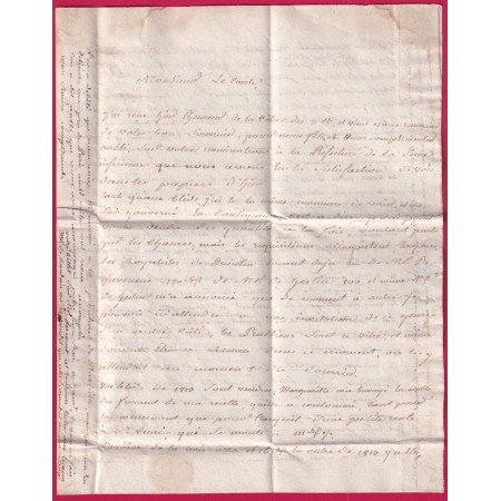 MARQUE 21 CHATEAU LANDREN  CHAUTEAULAUDREN COTES DU NORD 1815 POUR VERSAILLES INDICE 11 LETTRE COVER