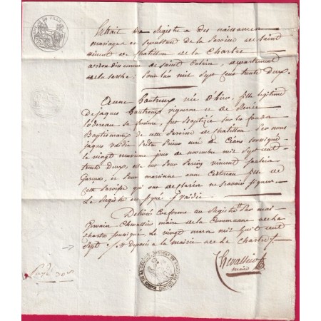 MARQUE 71 CHATEAU DU LOIR SARTHE 1807 POUR LAVAL TAXE MODIFIEE INDICE 12 LETTRE COVER