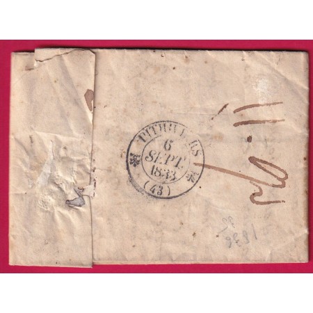 CURSIVE 22 DUN LE PALLETEAU CREUSE TYPE 13 LA SOUTERRAINE DECIME RURAL A IDENTIFIER POUR AULNAY LOIRET 1833 LETTRE COVER