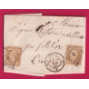 N°21 X2 PARIS LOSNAGE ROMAIN H BUREAU H POUR FELLETIN CREUSE 1863 LETTRE COVER FRANCE