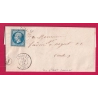N°14 PC82 ANGLURE MARNE BOITE RURALE J ST JUST SAUVAGE POUR NOGENT SUR SEINE AUBE 1861 LETTRE COVER FRANCE
