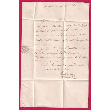 N°14 PC82 ANGLURE MARNE BOITE RURALE J ST JUST SAUVAGE POUR NOGENT SUR SEINE AUBE 1861 LETTRE COVER FRANCE
