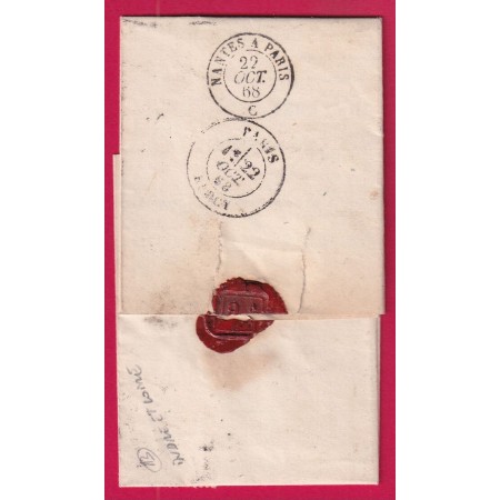 N°29 PC DU GC 4141 VERETZ INDRE ET LOIRE CAD TYPE 22 POUR PARIS LETTRE COVER FRANCE