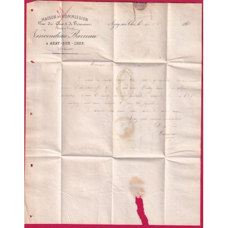 N°29 PC DU GC 4141 VERETZ INDRE ET LOIRE CAD TYPE 22 POUR PARIS LETTRE COVER FRANCE