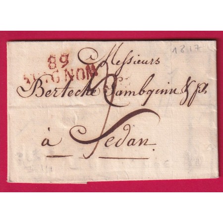 MARQUE 89 AVIGNON VAUCLUSE EN ROUGE 1817 POUR SEDAN ARDENNES INDICE 13  LETTRE COVER