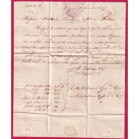 MARQUE 89 AVIGNON VAUCLUSE EN ROUGE 1817 POUR SEDAN ARDENNES INDICE 13  LETTRE COVER