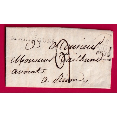 MARQUE 62 MARINGUES PUY DE DOME 1830 POUR RIOM  LETTRE COVER