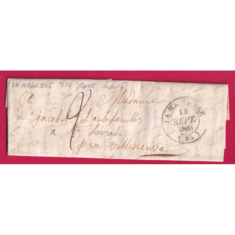 CAD TYPE 14 LA MAGISTERE TARN ET GARONNE 1841 POUR STE LIVRADE LOT ET GARONNE RARE INDICE 15 LETTRE COVER